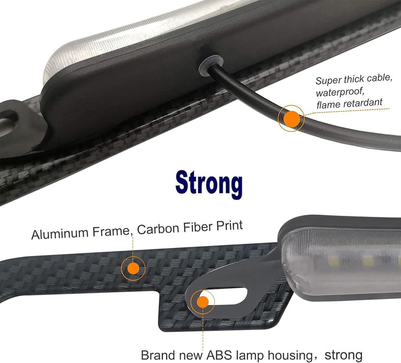 AOOTF License Plate Frame with Light Bar Assembly- License Plate Light Lamp Bulbs & Aluminium Carbon Fiber Car Tag Holder Mount Kit for Truck SUV Trailer, 12V Waterproof White, Screws Caps - Image 3